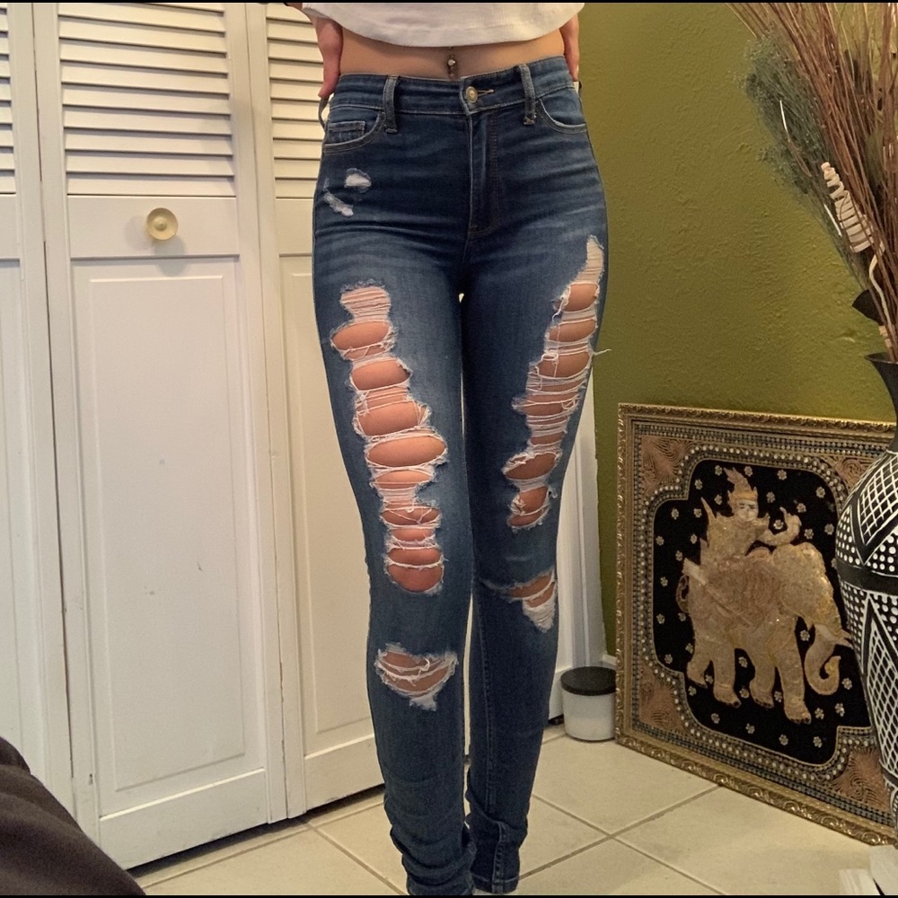 💙 Dark wash high waisted Hollister skinny jeans💙